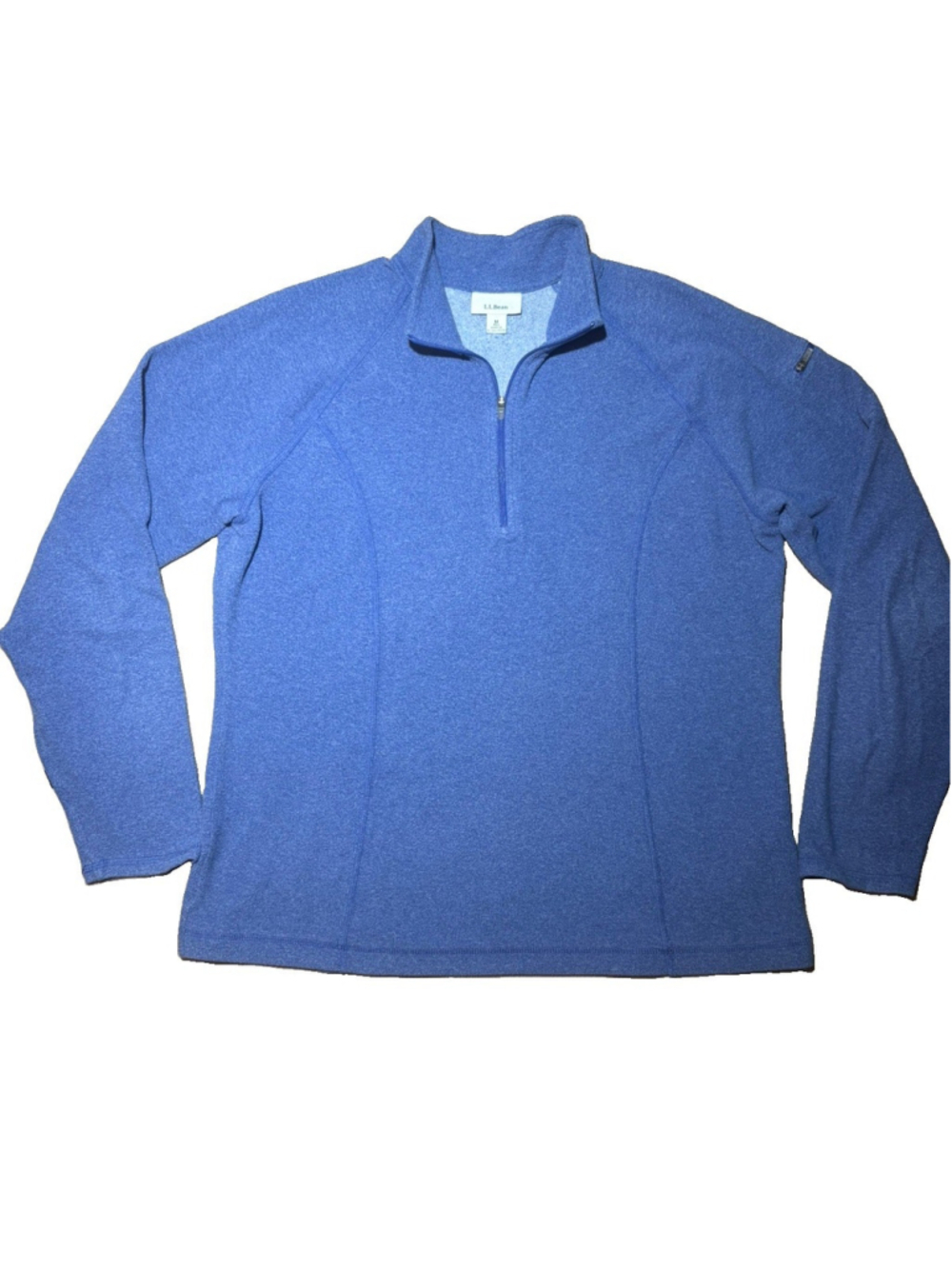 L.L.Bean Fleece Pullover Womens Medium Blue Quarter Zip Mock Neck Raglan Hiking